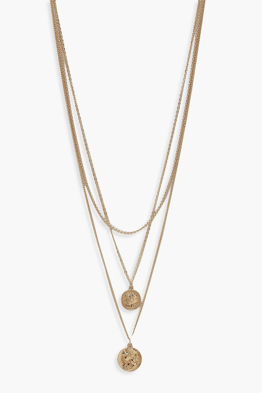 Gold Simple Coin Layered Necklace image number 1