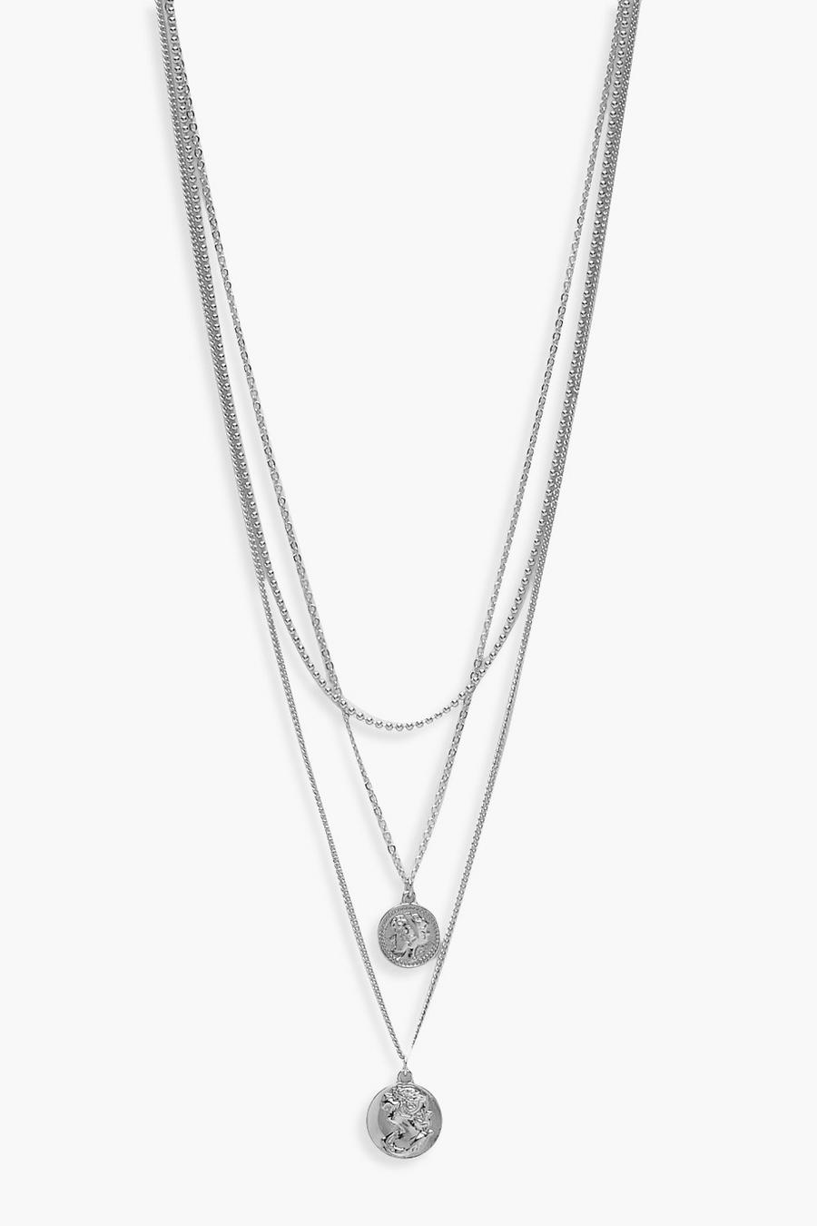 Silver Simple Coin Layered Necklace image number 1
