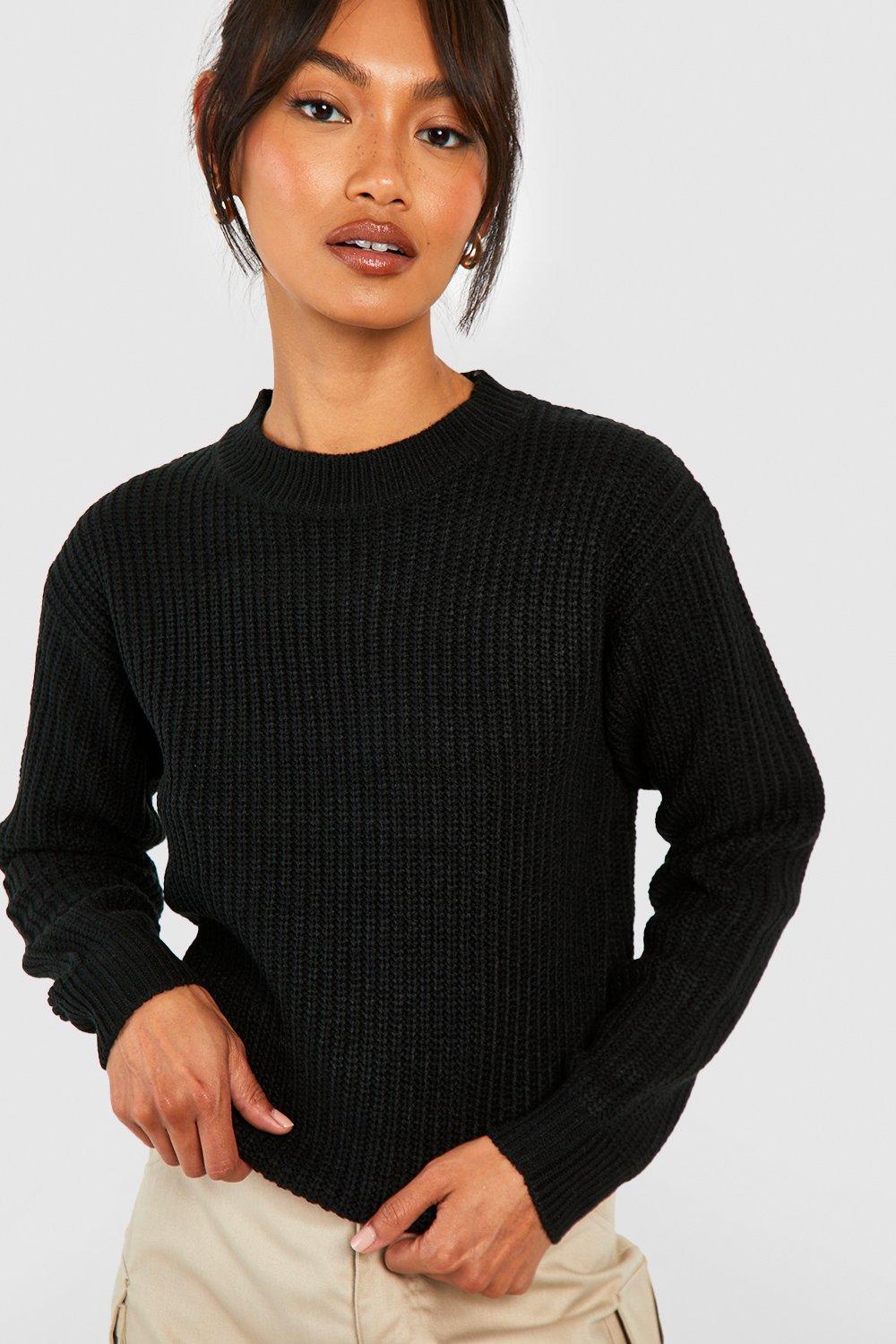 Black shop fisherman jumper