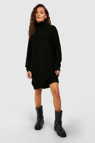 Roll Neck Fisherman Jumper Dress black