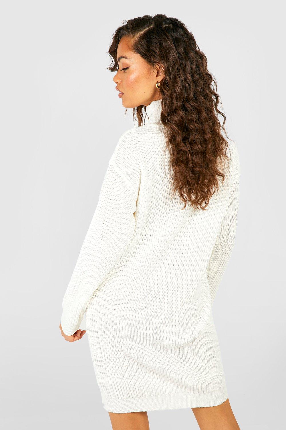 Cream turtleneck sweater dress deals