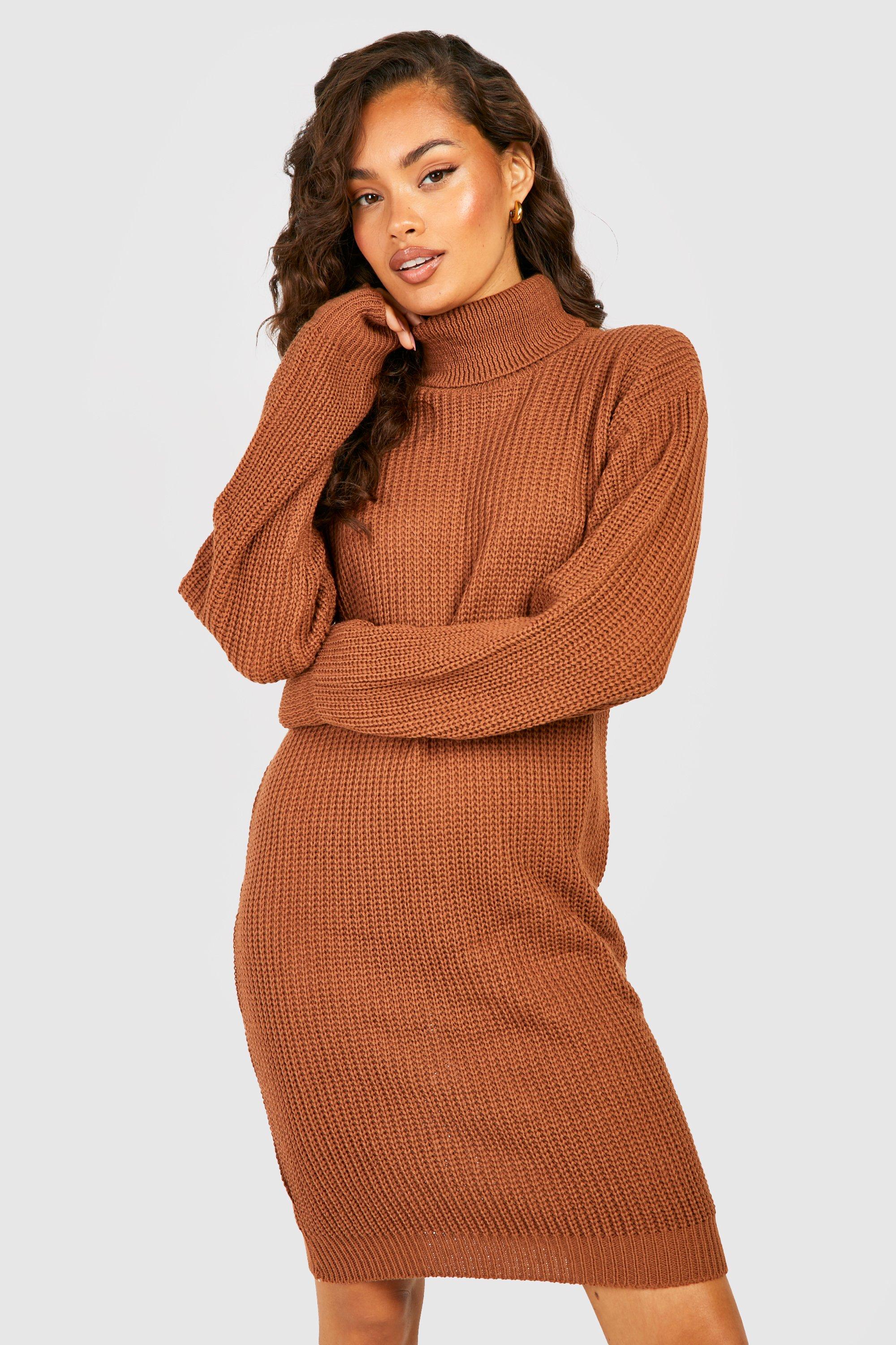 Boohoo roll shop neck jumper dress