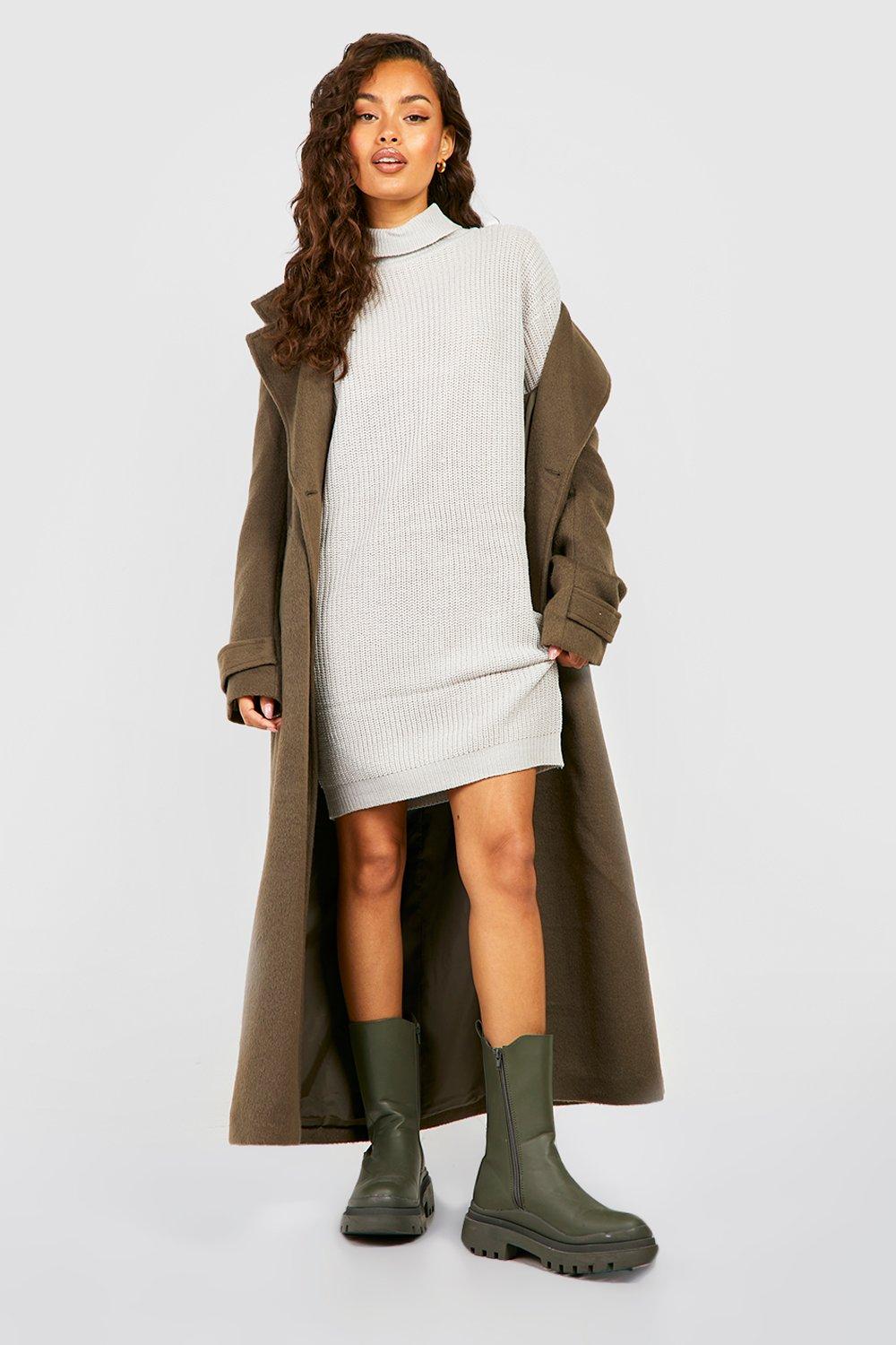 Turtleneck Fisherman Sweater Dress | boohoo USA Turtleneck Fisherman Sweater Dress | boohoo USA