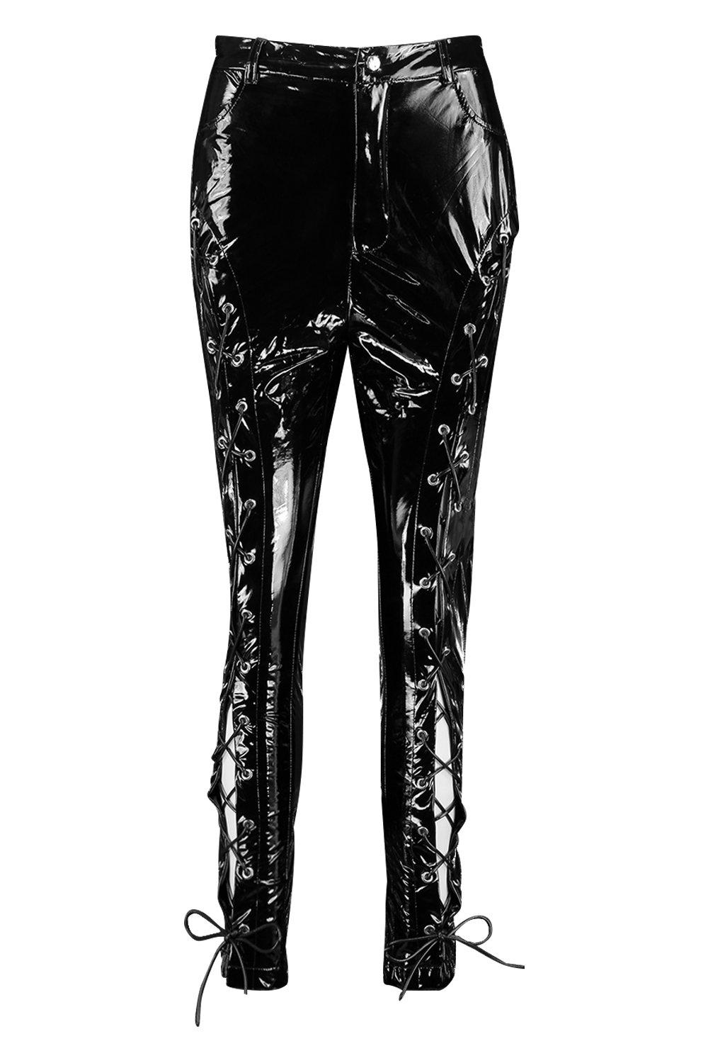 lace up front leather pants