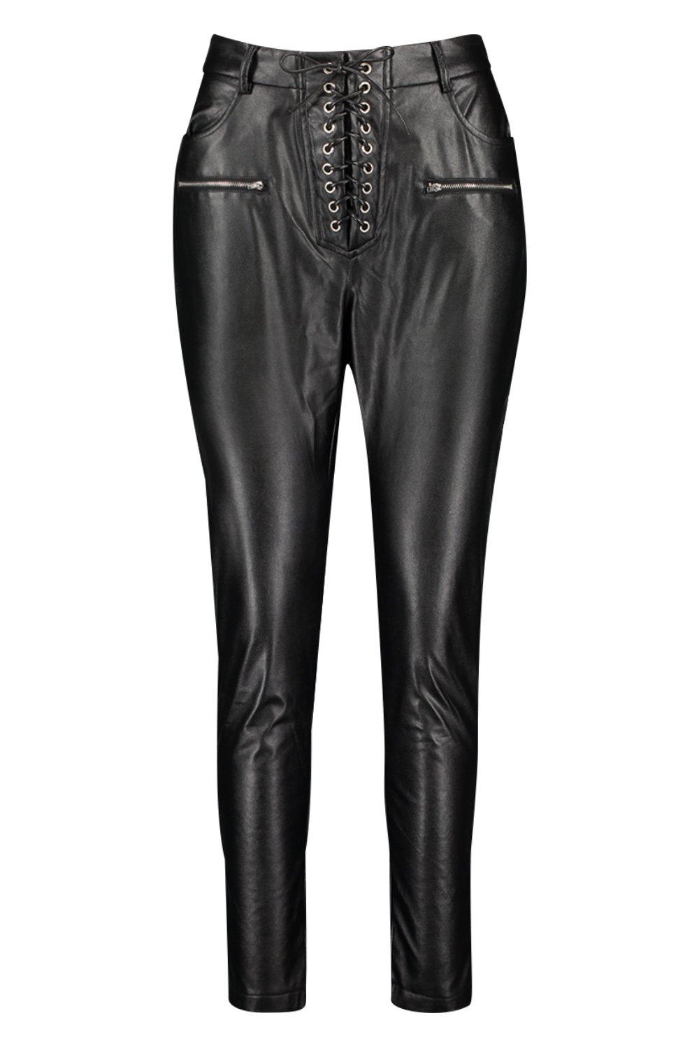 Front lace up deals leather pants