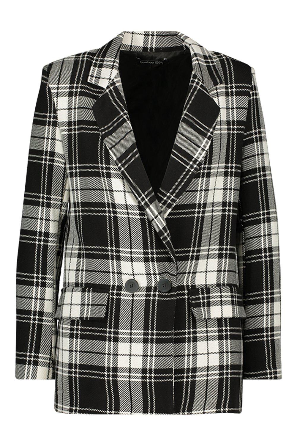 plaid black and white jacket