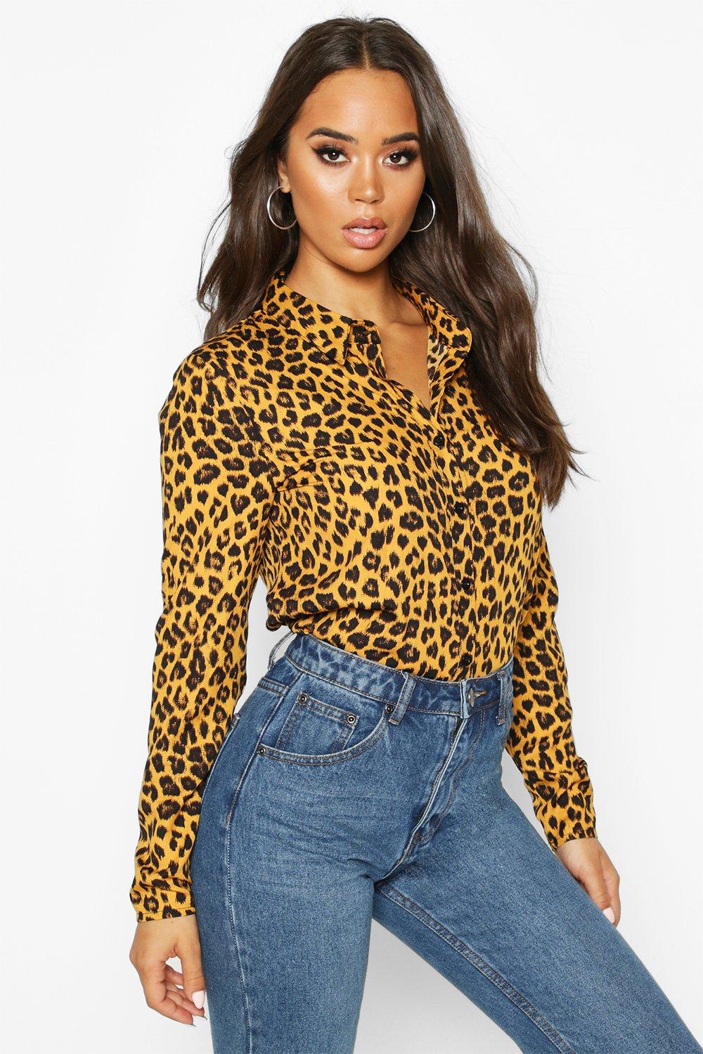Women's Woven Leopard Print Shirt | Boohoo UK