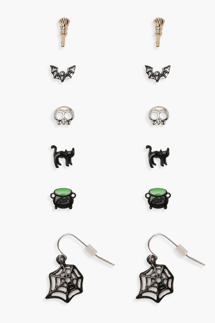 Green Halloween Novelty Stud 6 Earring Pack image number 1