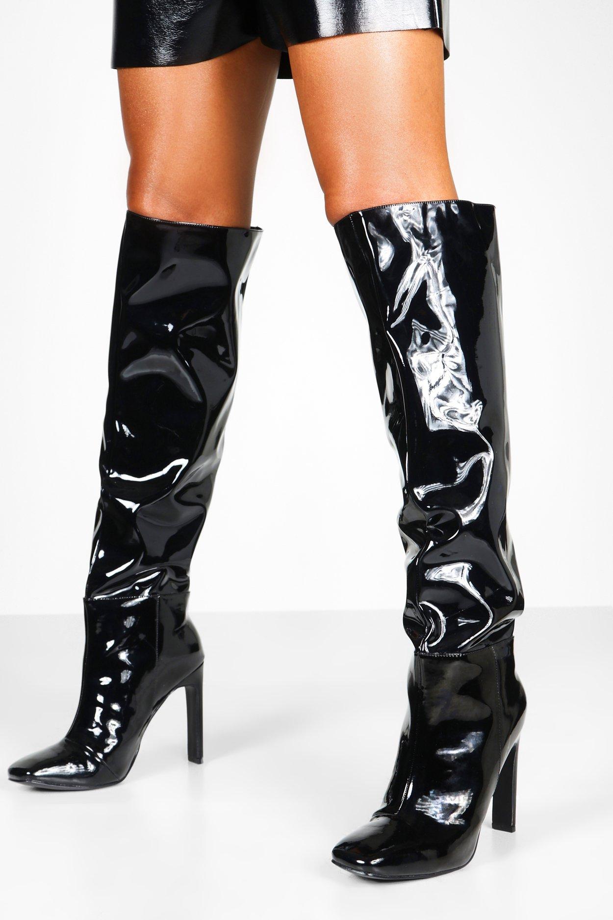 square toe thigh high boots