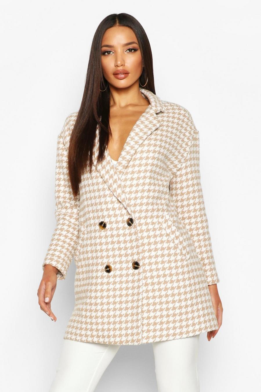 Dogtooth Double Breasted Wool Look Coat image number 1