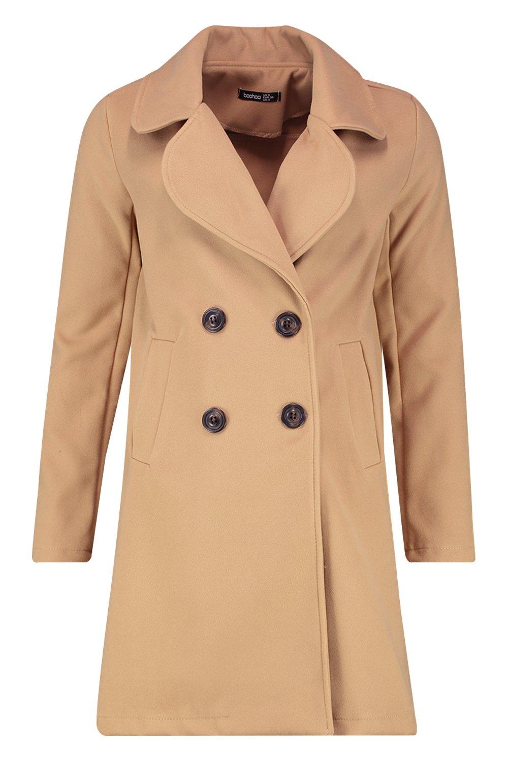 boohoo wool look coat in camel