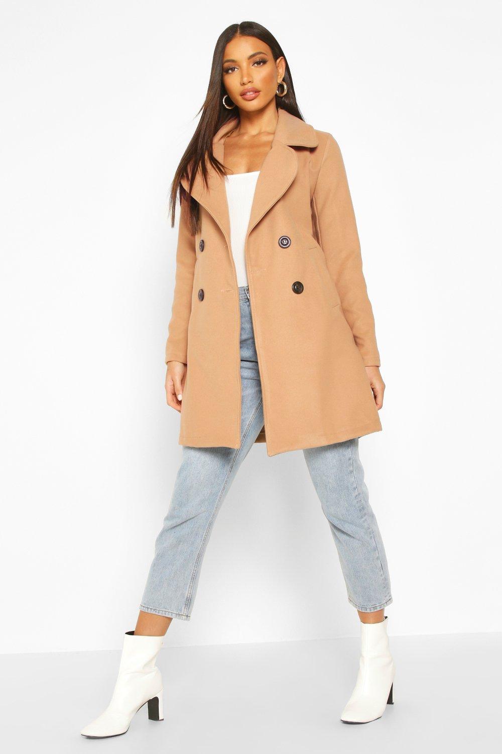 boohoo wool look coat in camel