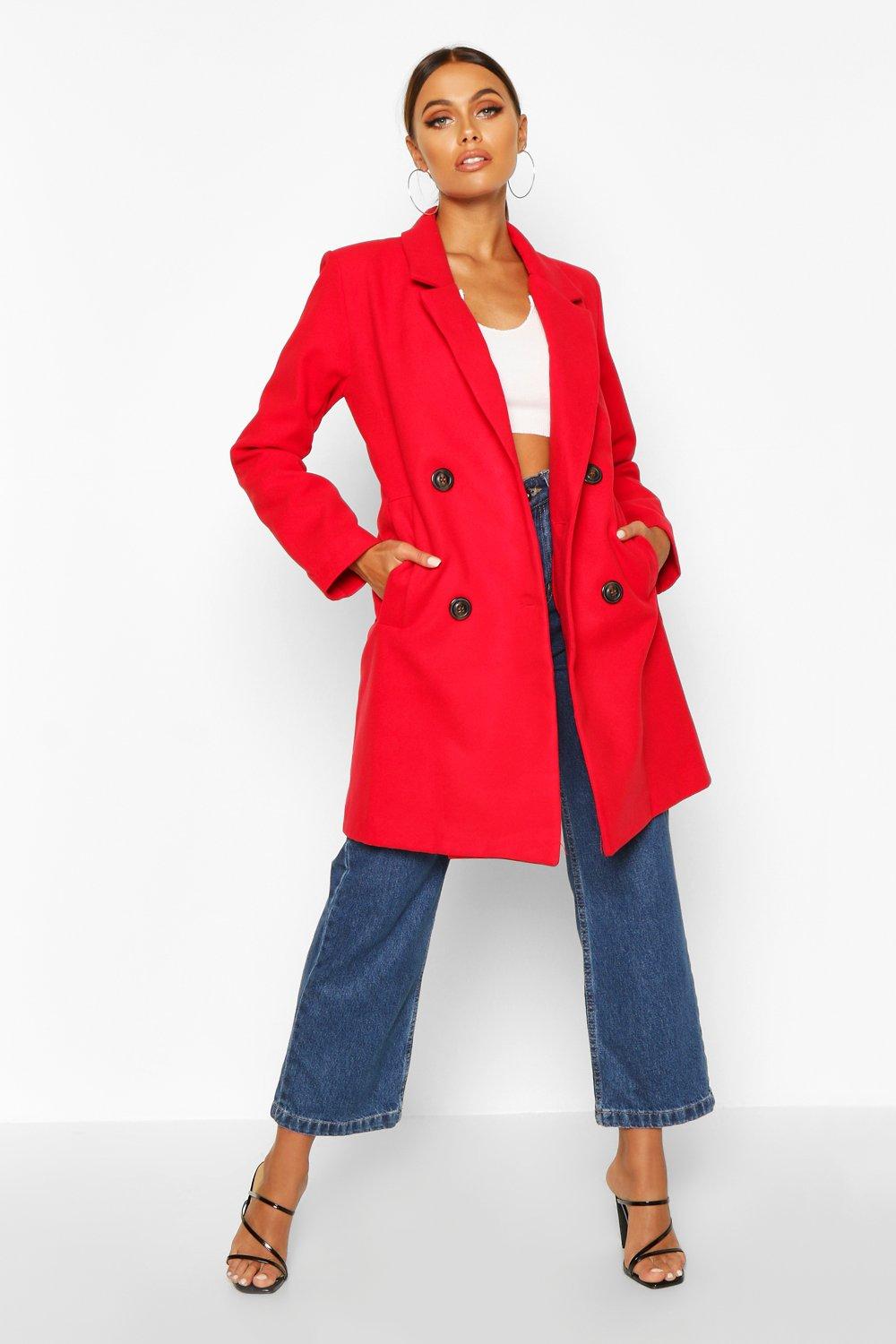 boohoo Women's Double Breasted Tailored Coat