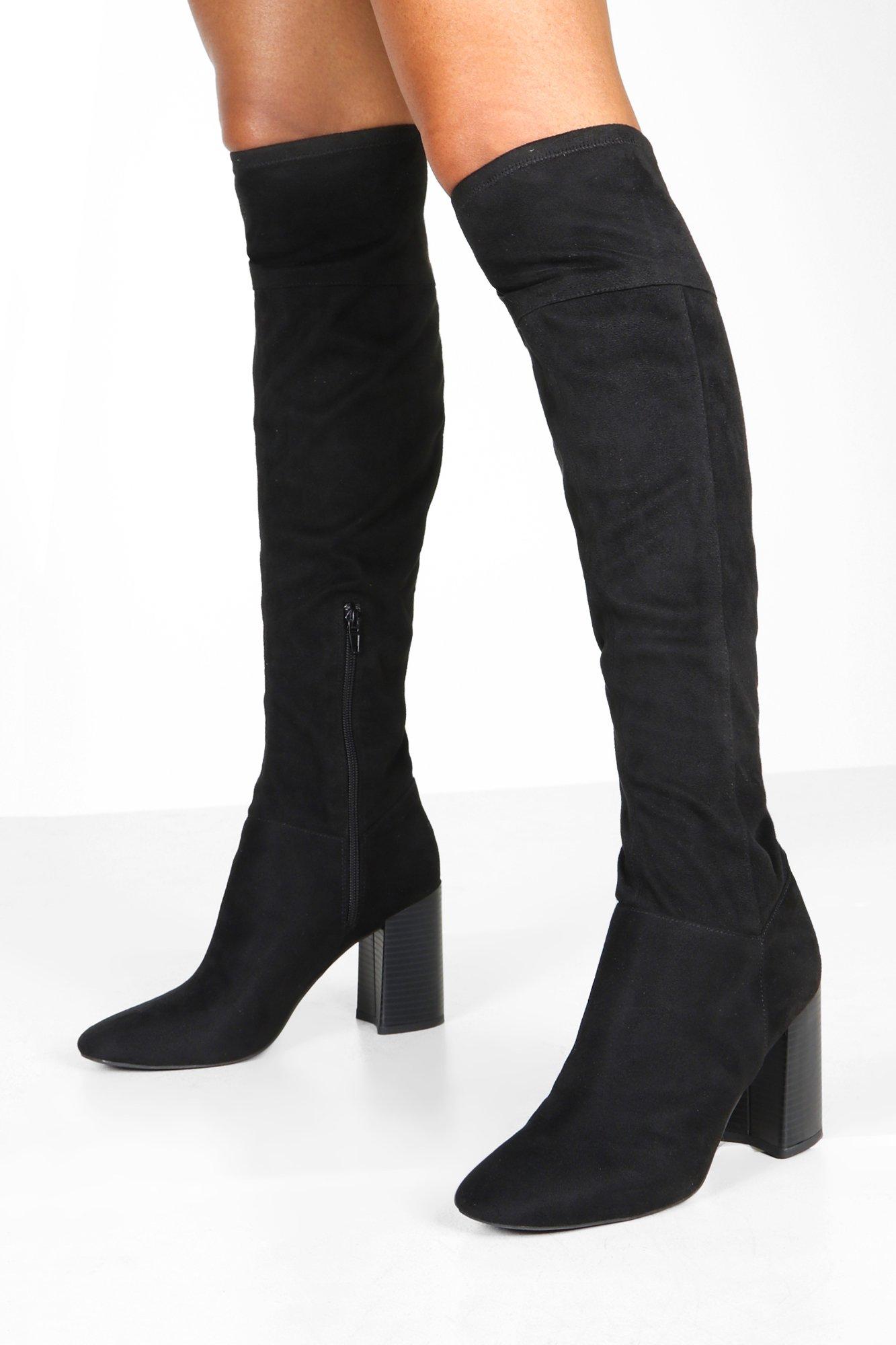 black over the knee boots pointed toe