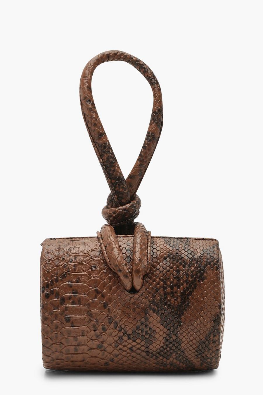 Toffee Snake Mini Knot Handle Clutch Bag image number 1