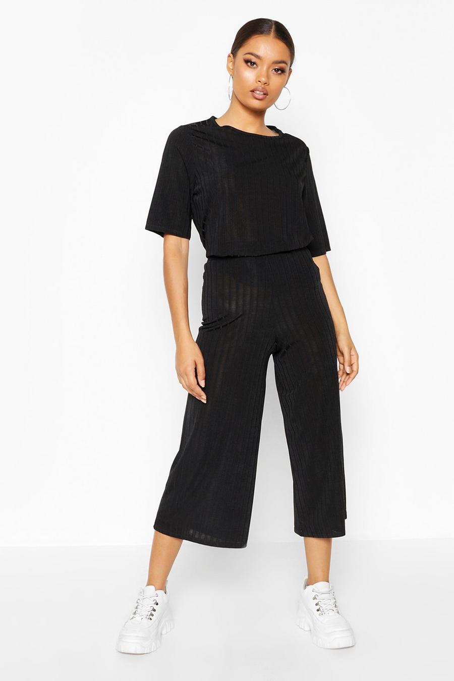 Slinkly Rib T Shirt and Culotte Co Ord Set image number 1