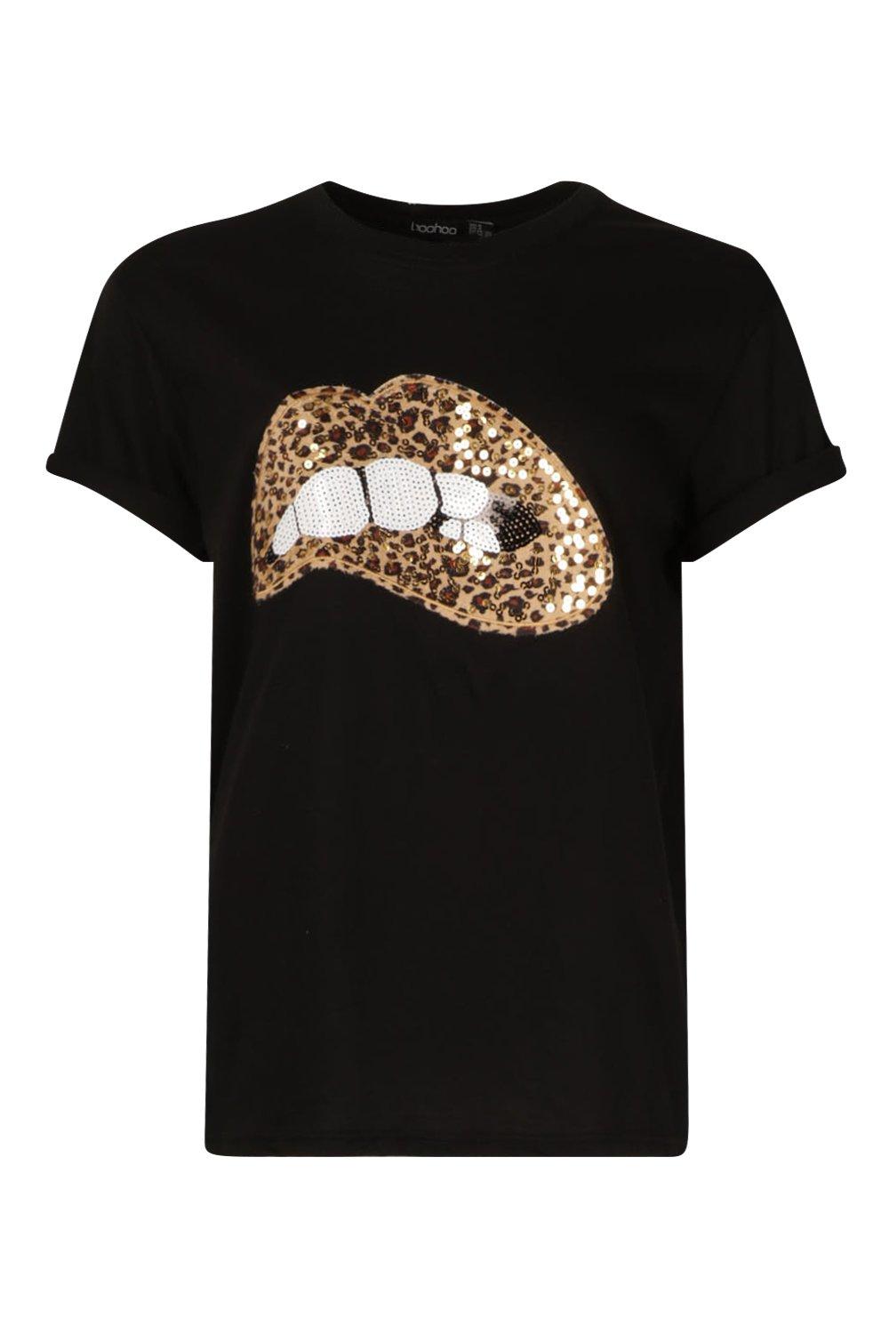 Sequin lips 2024 t shirt