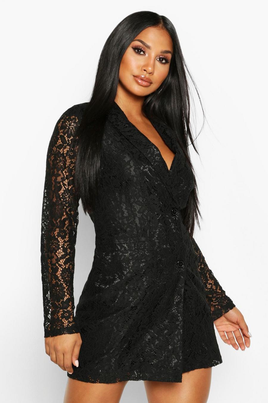 Black noir Lace Blazer Dress image number 1