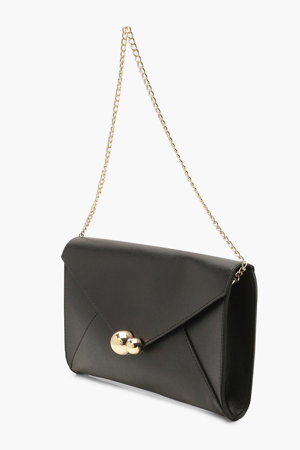 Grainy Pu Envelope Clutch Bag And Chain