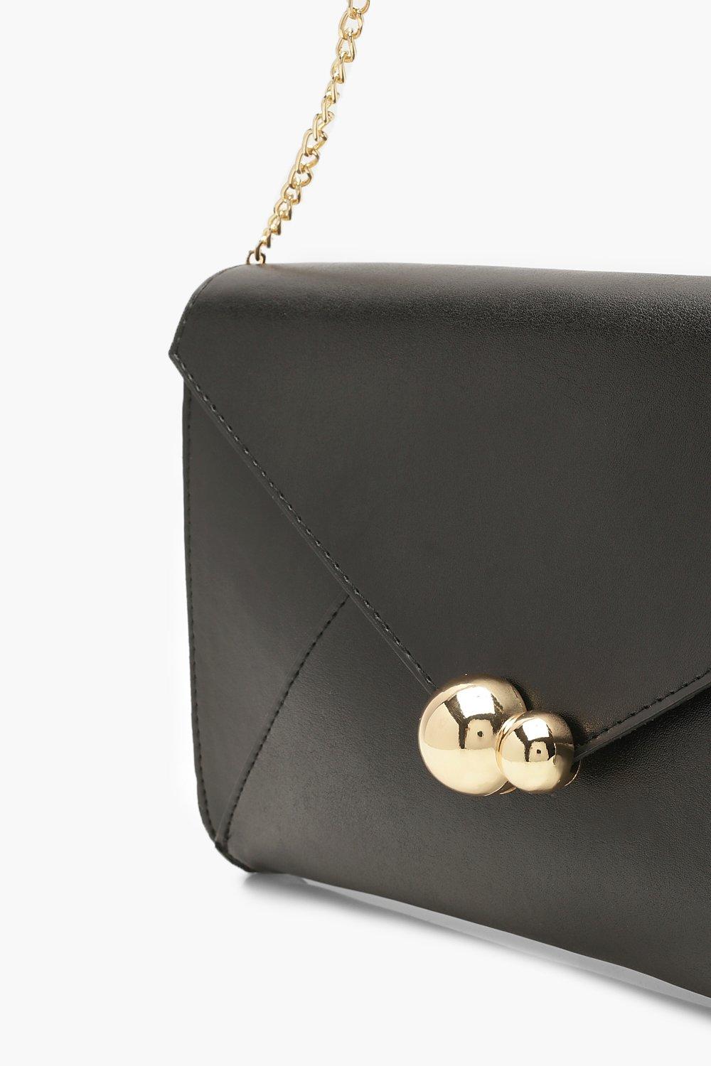 Grainy Pu Envelope Clutch Bag And Chain