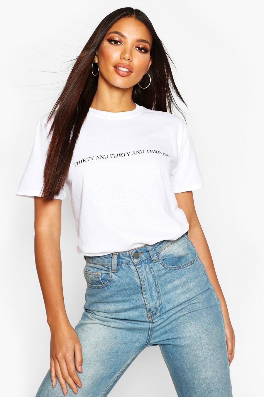 White Thirty, Flirty And Thriving Tee image number 1