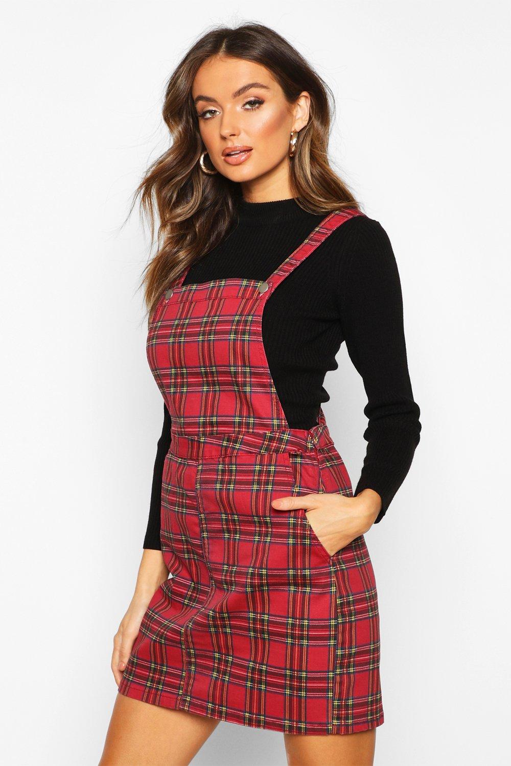 red tartan pinafore dress uk