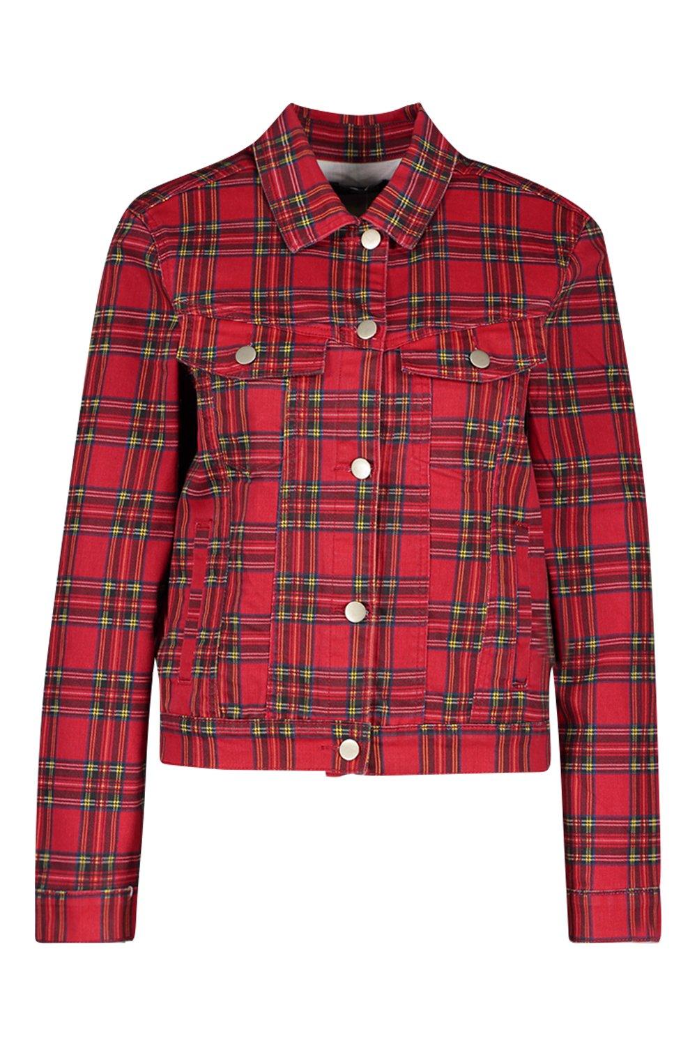 Plaid best sale denim jacket