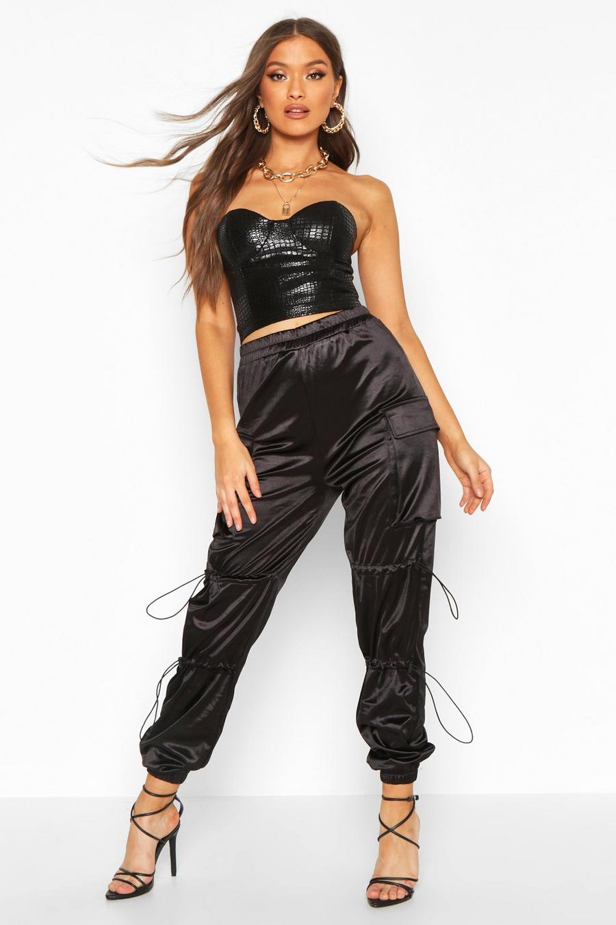 Stretch Satin Cargo Pants image number 1