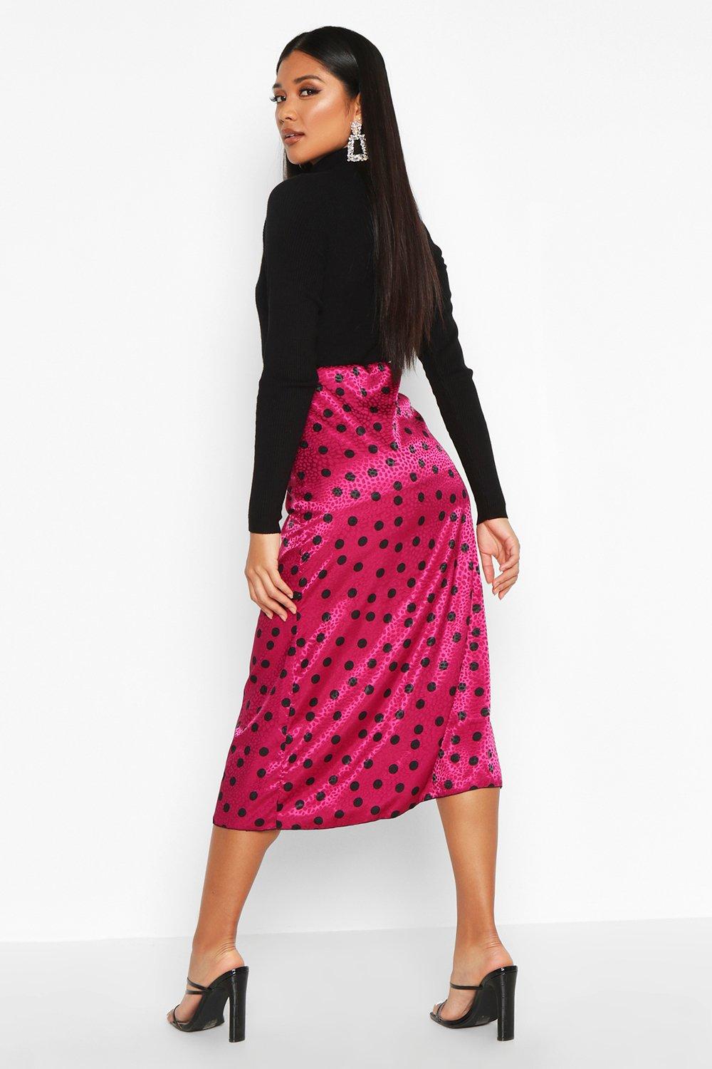 Floral jacquard satin bias midi outlet skirt