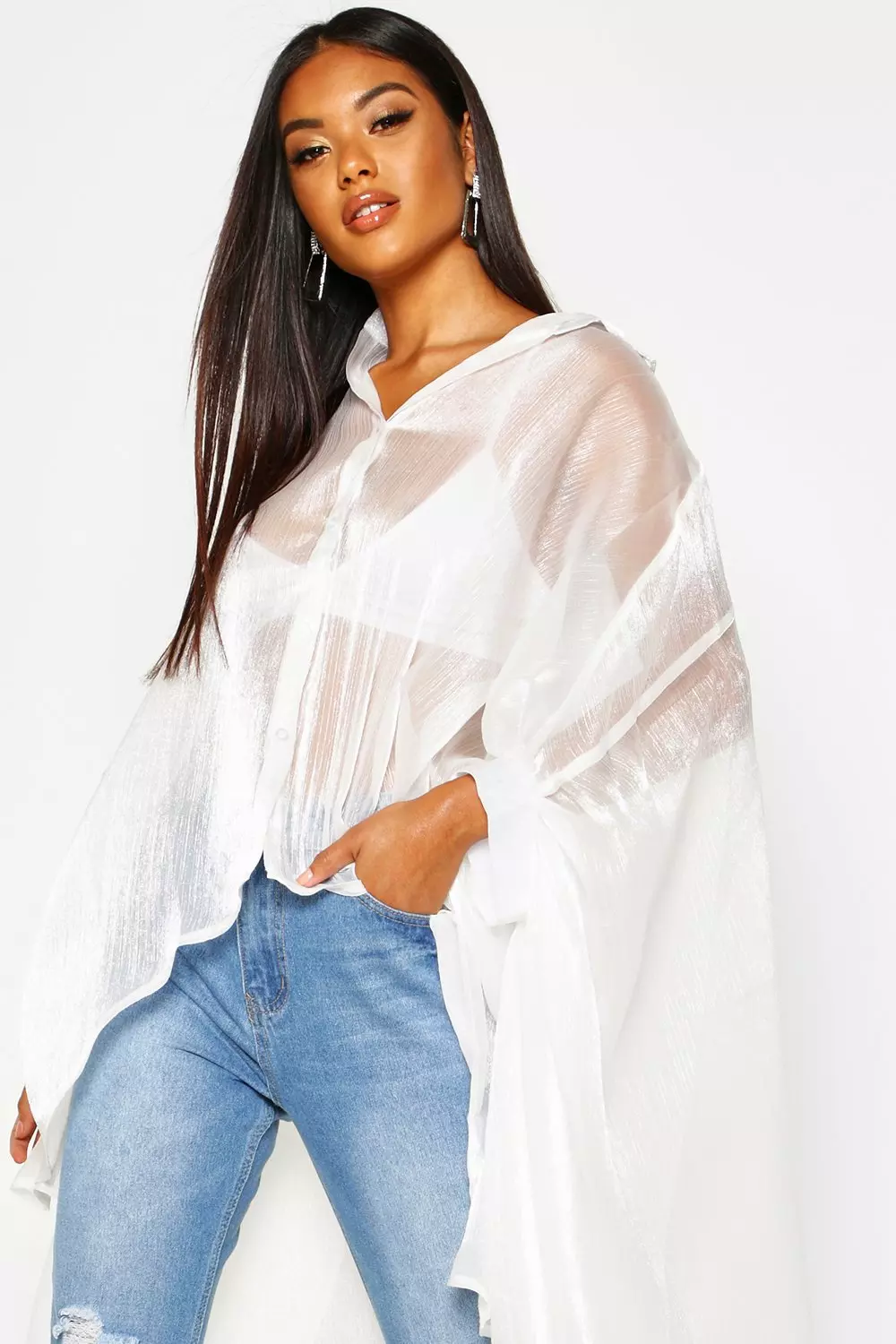 Oversized organza sales maxi shirt