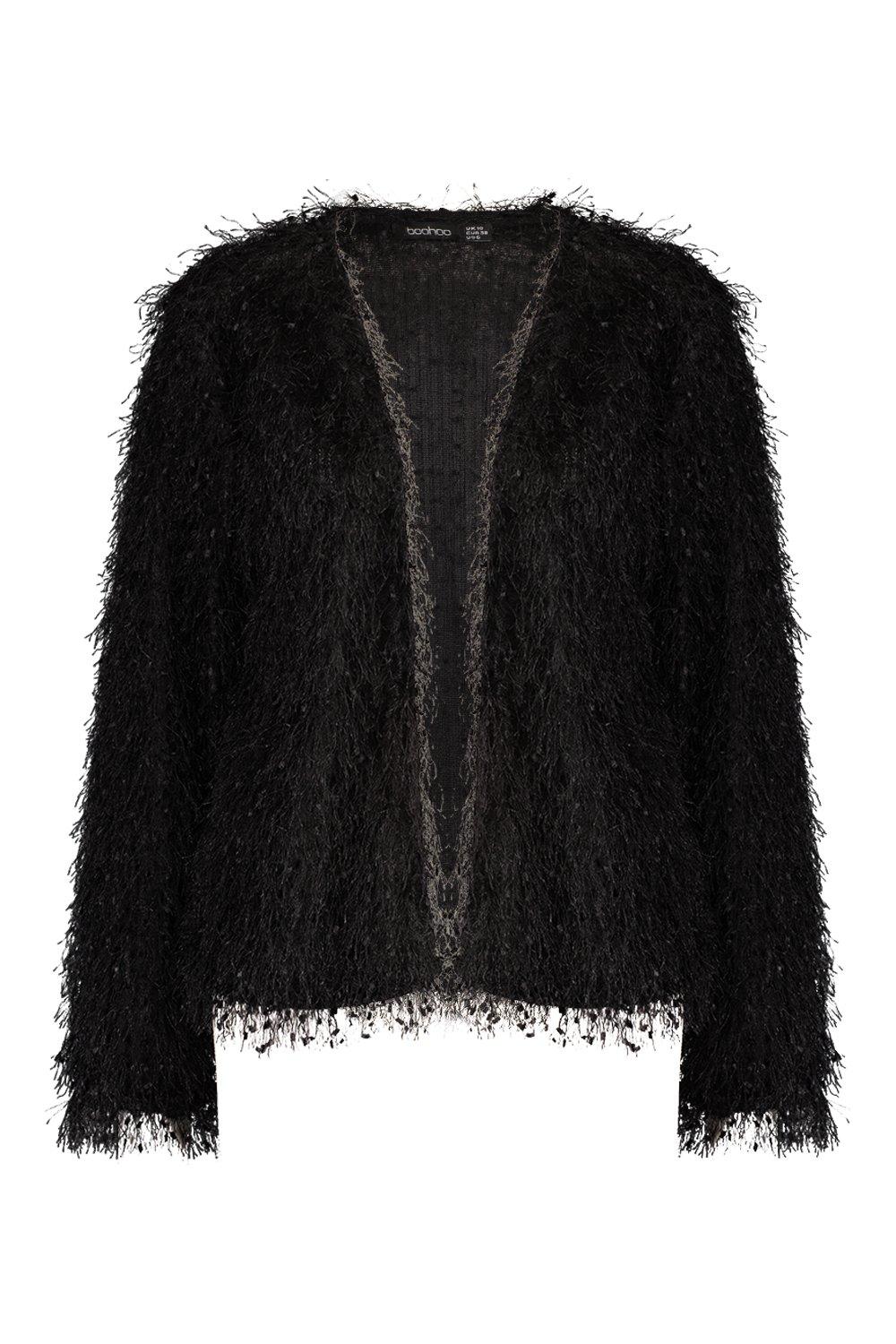 long feather cardigan