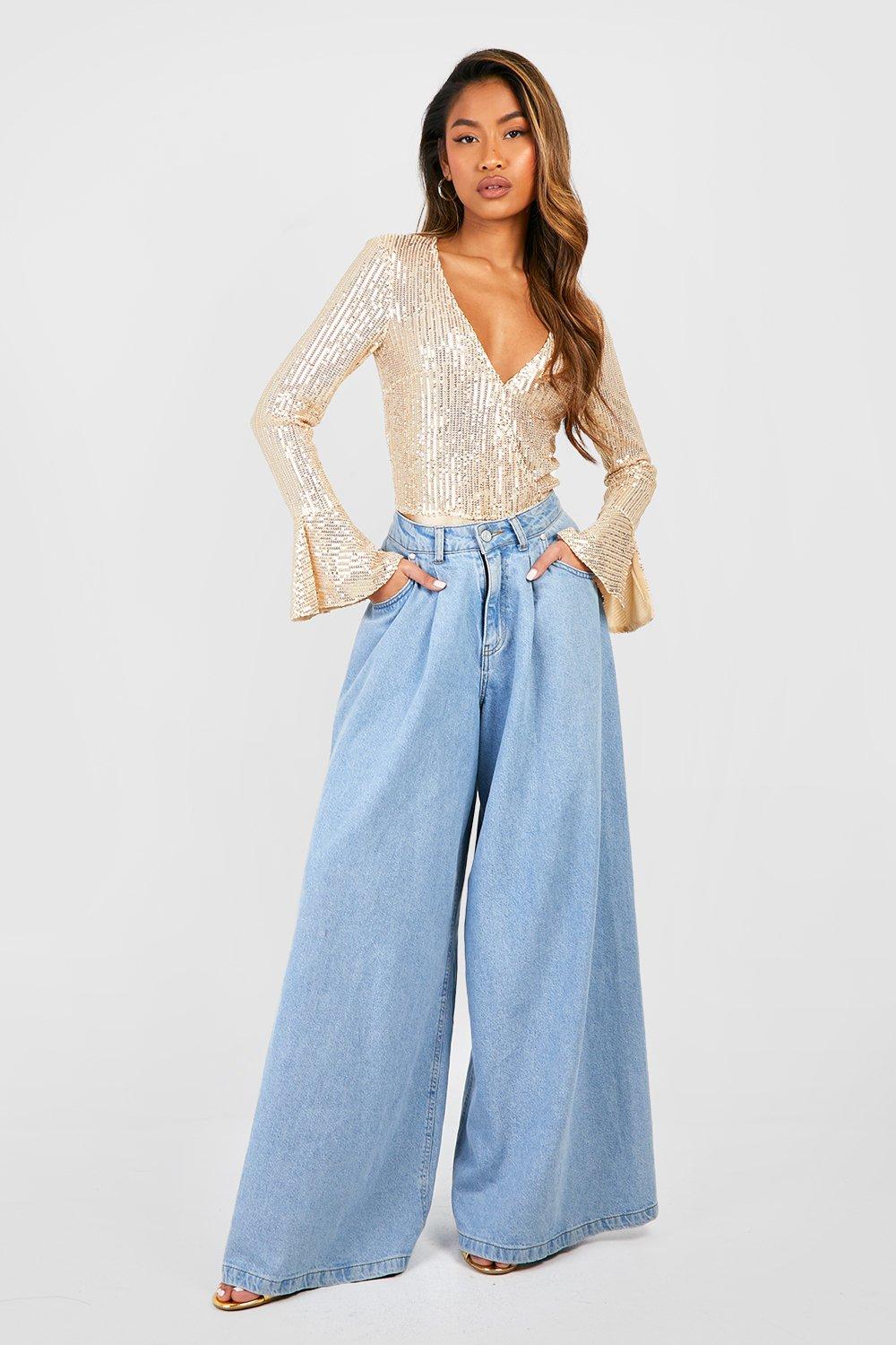 Sequin Wrap Ruffle Cuff Bodysuit