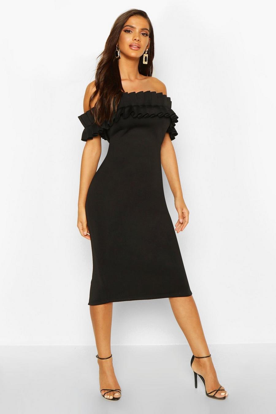 Pleated Off The Shoulder Midi Dress image number 1