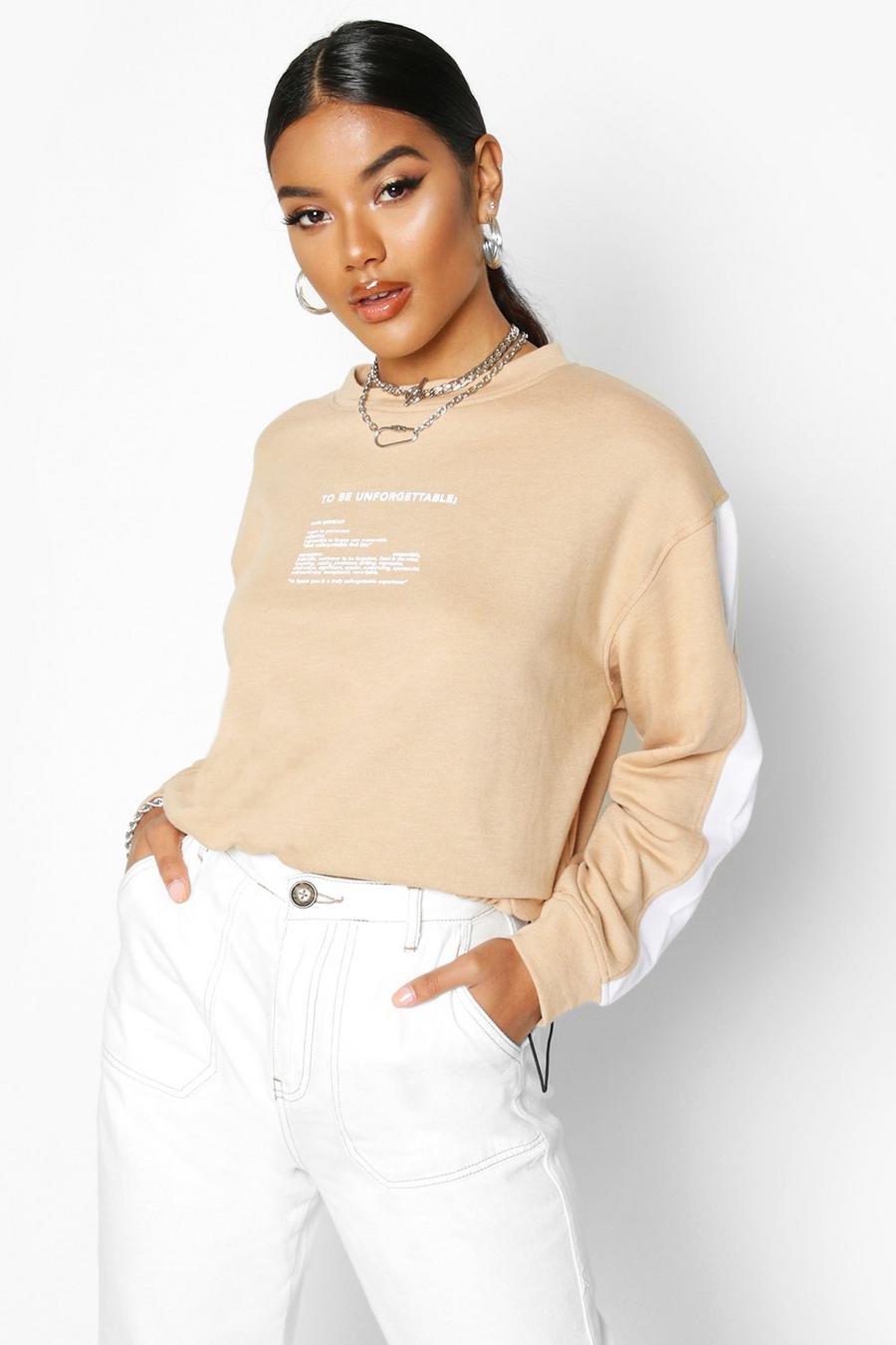 Camel Sweatshirt med sidopaneler och slogan image number 1