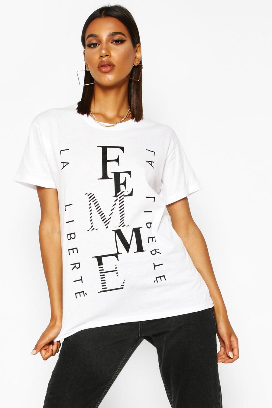 "Femme" t-shirt med slogan image number 1