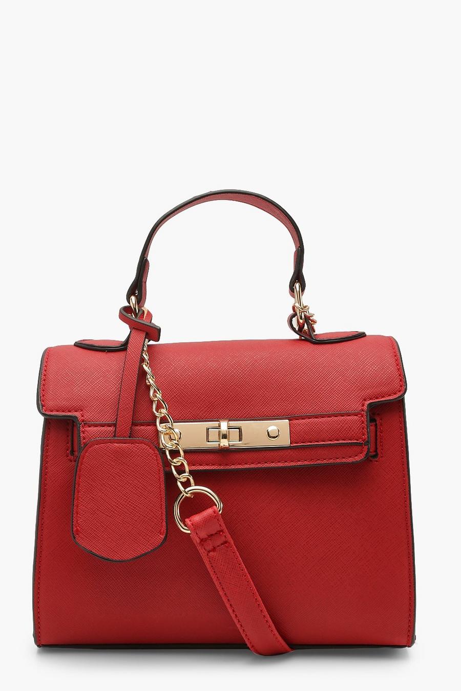 Red Structured Mini Lock Crossbody Bag image number 1
