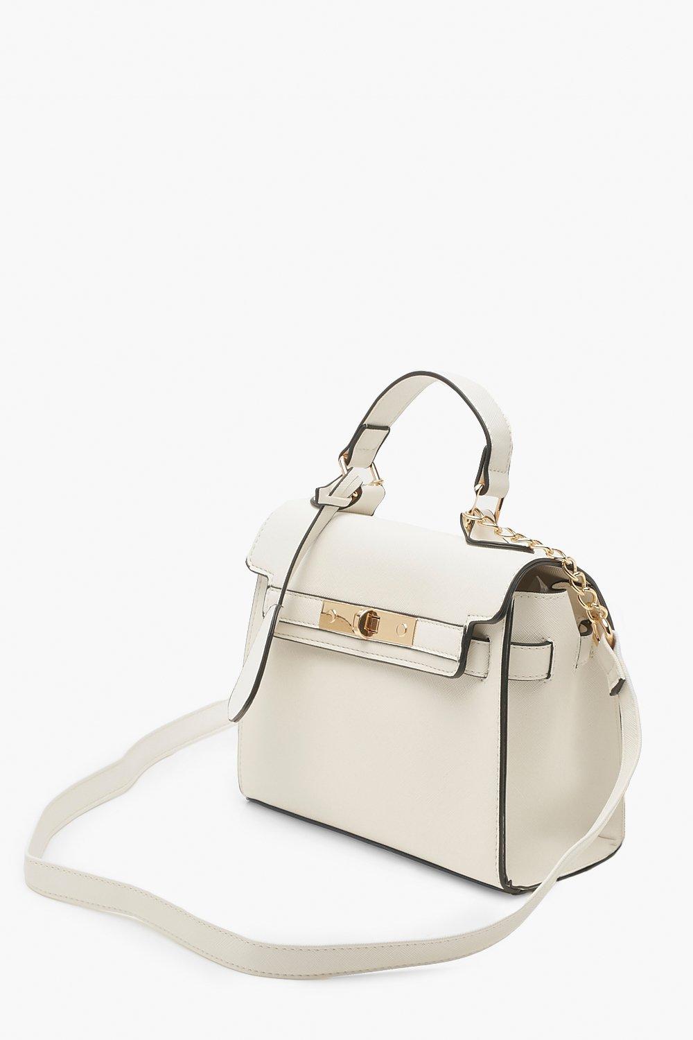 Structured Mini Lock Crossbody Grab Bag boohoo