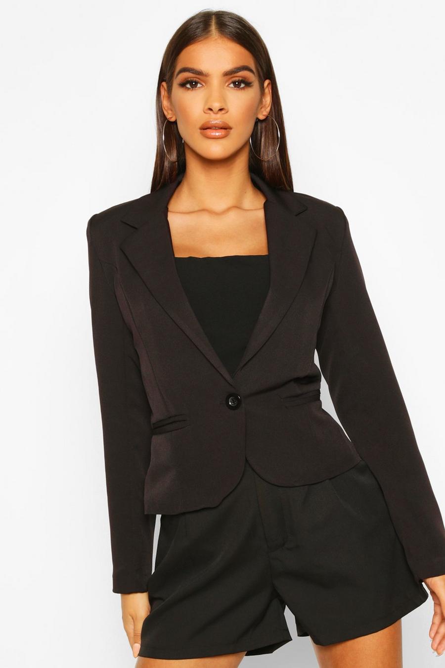 Button Front Cropped Blazer image number 1