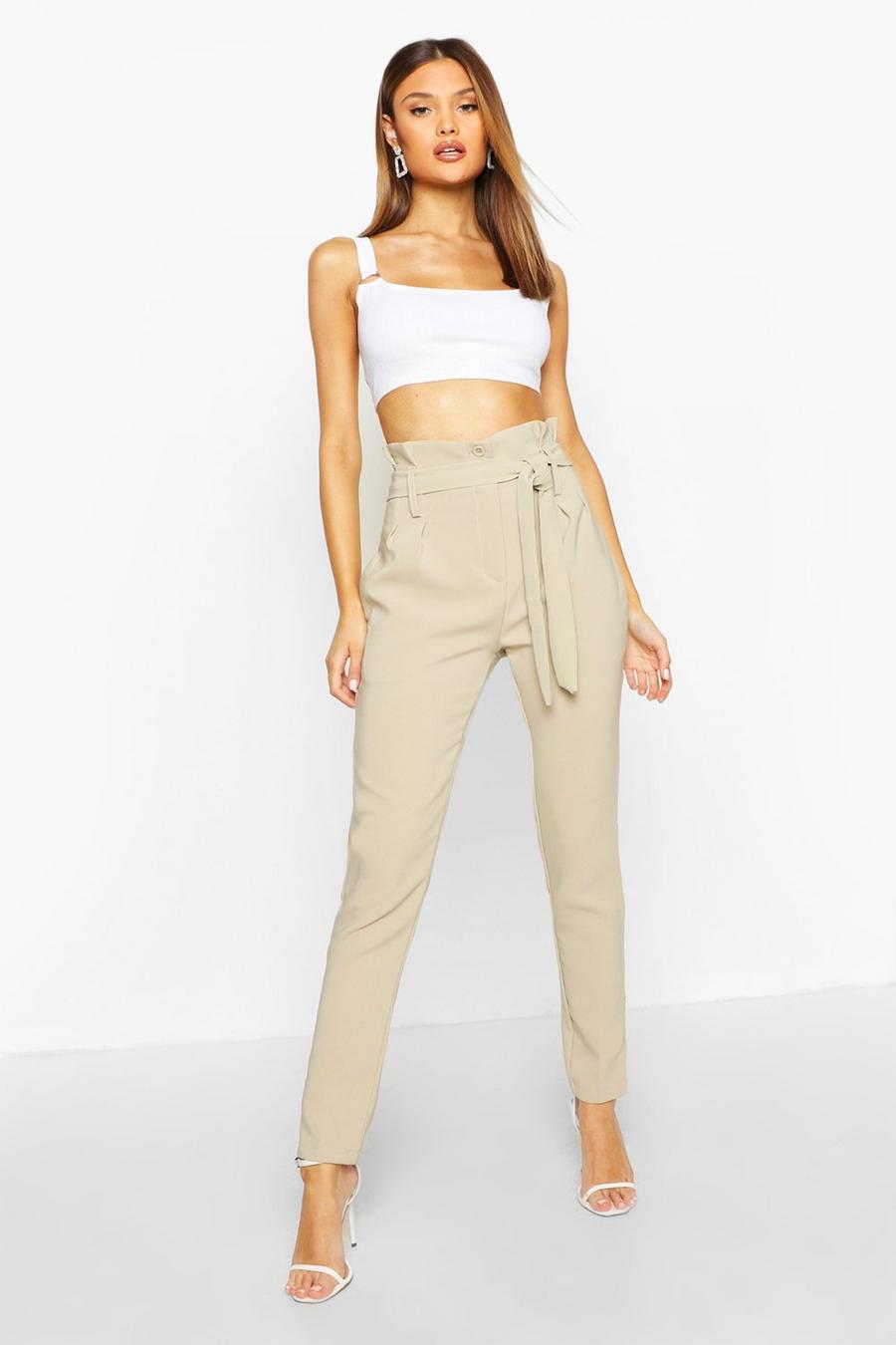 Paperbag Belted Woven Pants image number 1