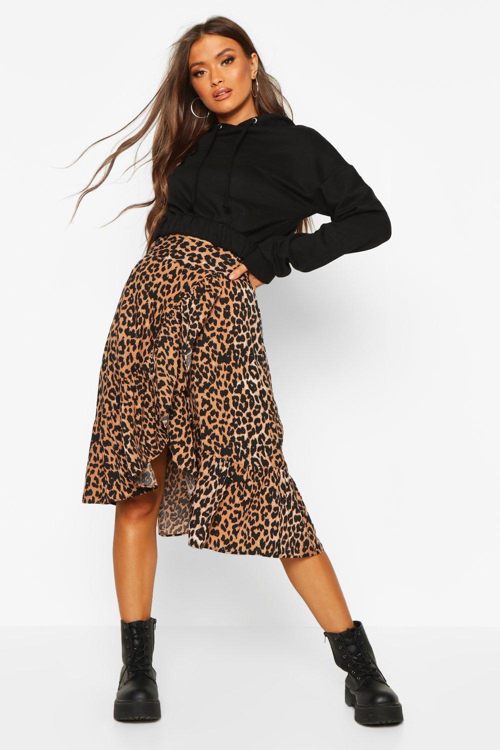 boohoo leopard print midi skirt