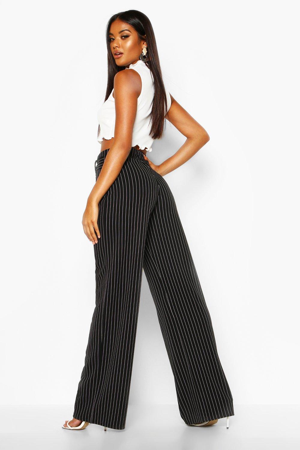 Striped on sale belted pants