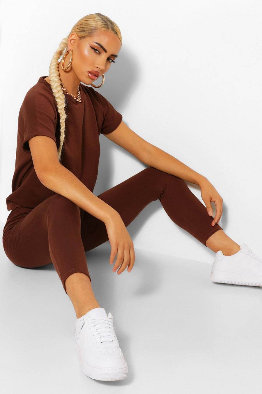 Chocolate Boxy T-Shirt And Jogger Co-ord Set image number 1
