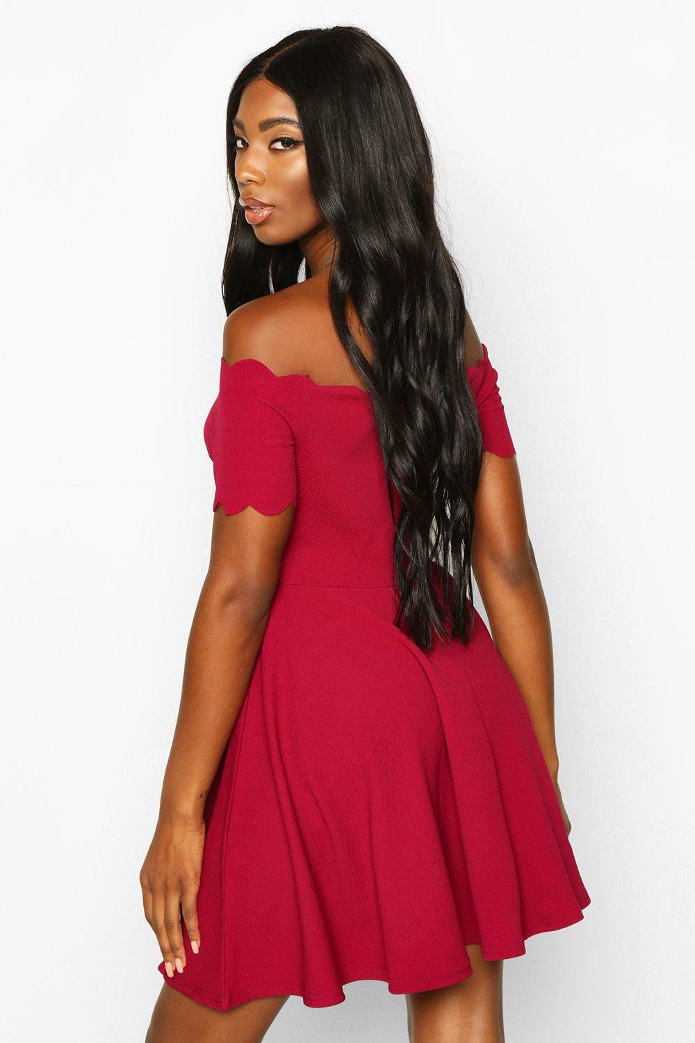 bardot scallop skater dress