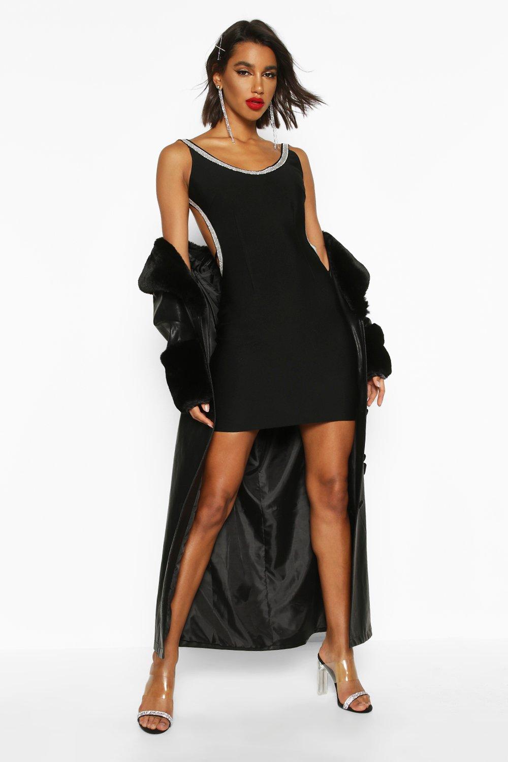 Black and best sale diamante dress