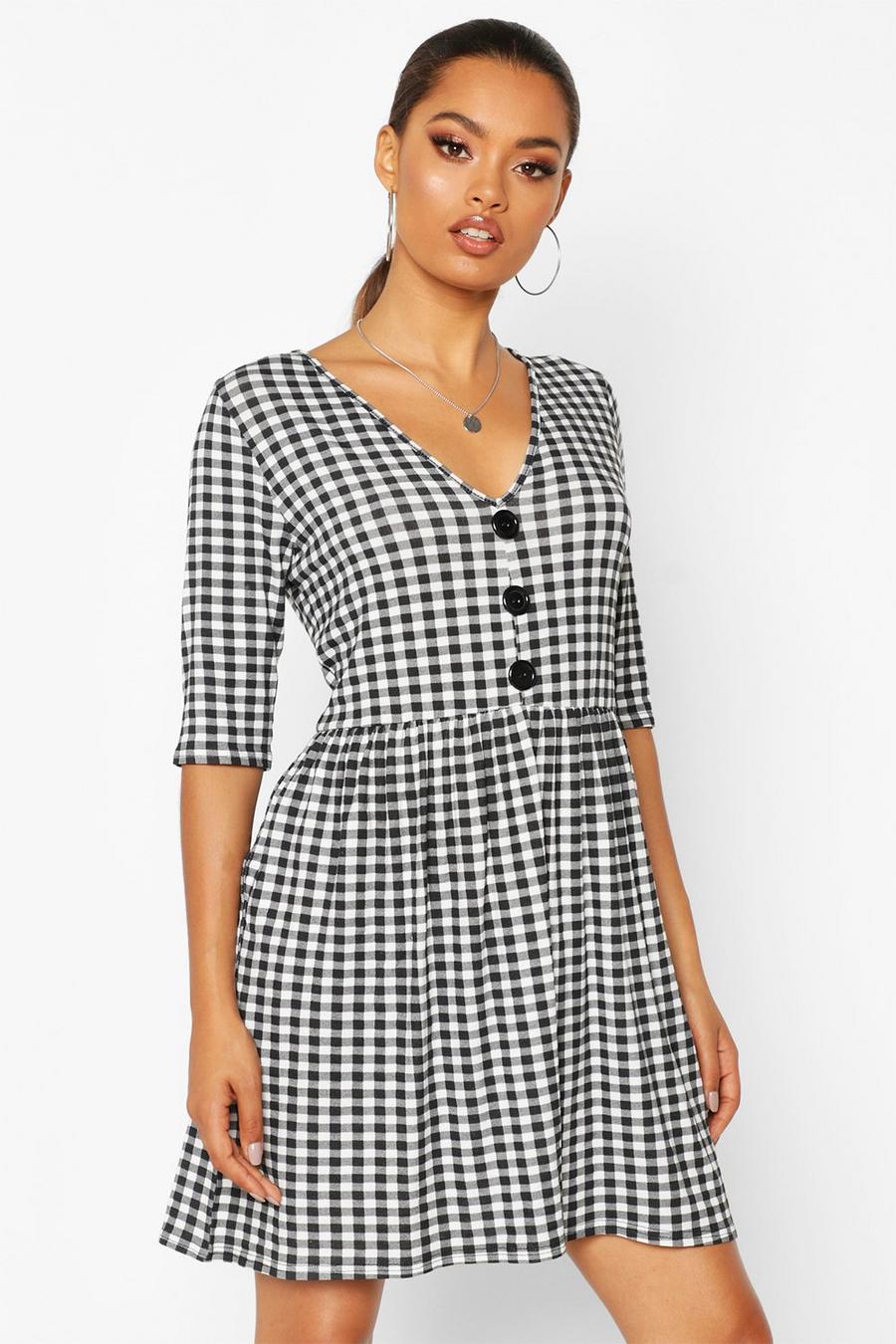 Gingham Button Front Swing Dress image number 1