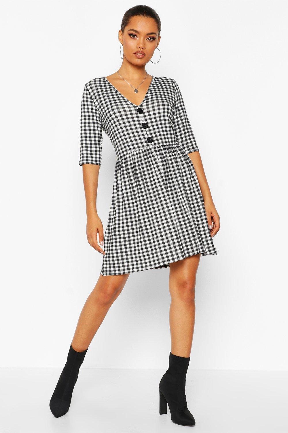 button up v neck dress