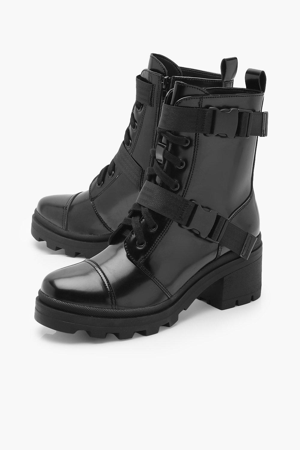 chunky black combat boots