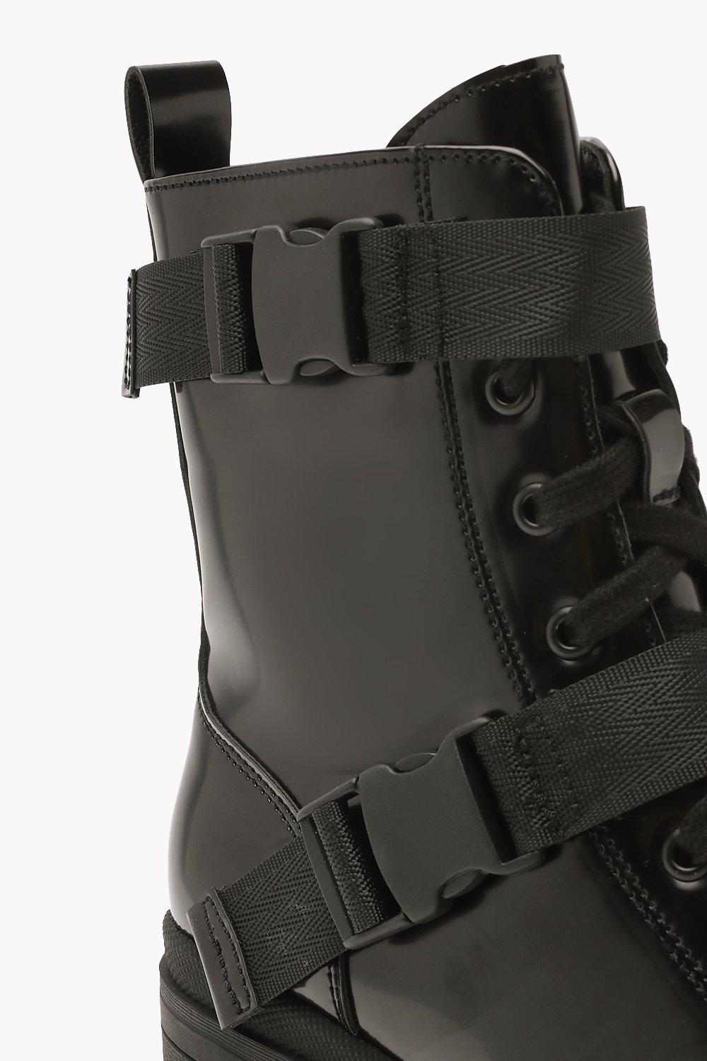 black chunky military boots