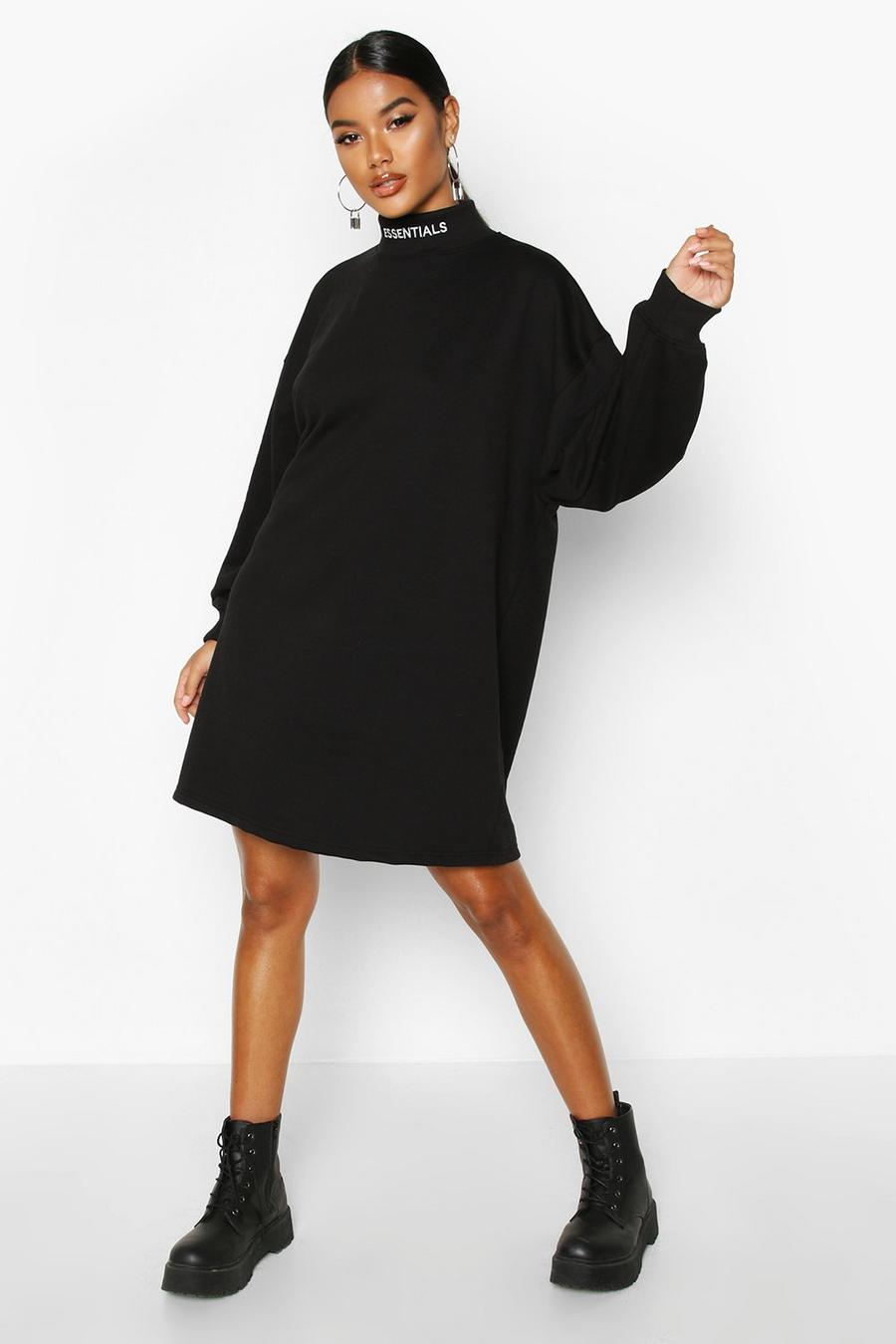 Essentials Embroidered Funnel Neck Sweat Dress image number 1