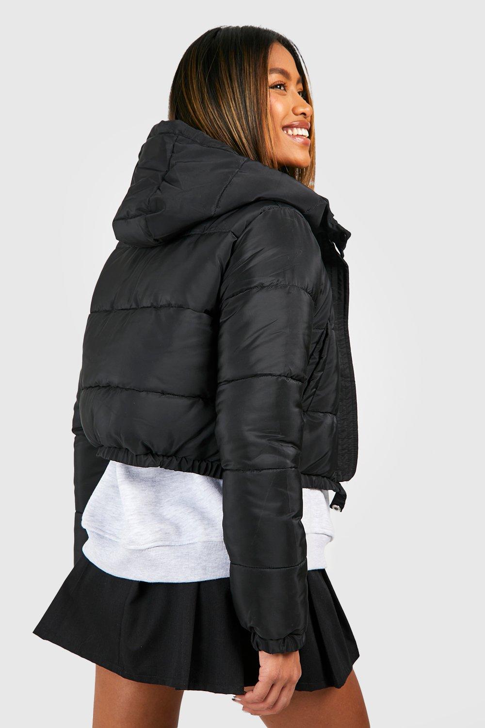 hooded crop padded coat